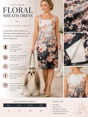 Elegant Suzy Shier Floral Sheath Dress